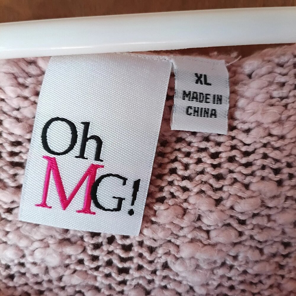 Oh MG! Womens XL Pink Eyelash Knit Sweater Lace Hem Soft Cozy Boutique Pullover - Picture 5 of 6